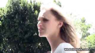 Paying beautiful fine blonde for a bj public