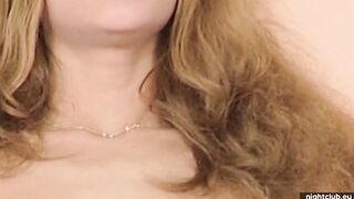 Red Head sits on the casting couch and is ready for the banged