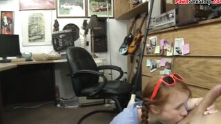 Thin ginger does head to big dick and gets jizzed
