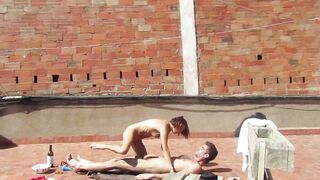 Amateur Lovers Fucking at the Terrace, Public Sex