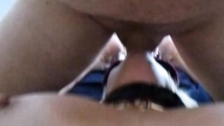 M into her pink mask and collar