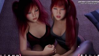 Double Homework | 2 sexy 18yo red head stepsisters with stunning