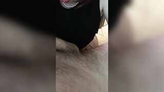 Whore loves gagging on dick