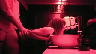 Red lights and fucking her rough into the toilet