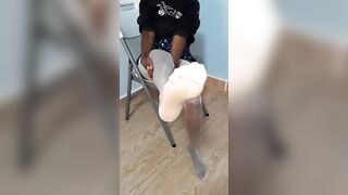 Black wearing her shiny Nylons