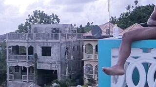 stroking my penis Jamaica Outdoor cum