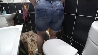 Concealed camera into the WC. The hubby spies on how