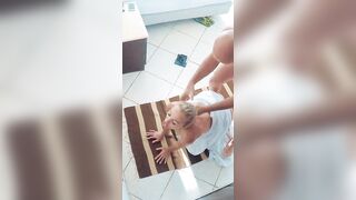 Deep throat banged inside the face and inside the booty after the shower