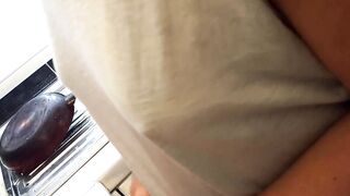 Braless Lover cooking, huge rough nipples under shirt