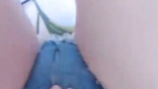 hot orgasm cum into jeans lingerie short
