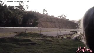Sex with blonde on the road