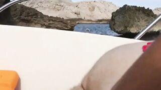Blonde skank blows and fucks on a boat