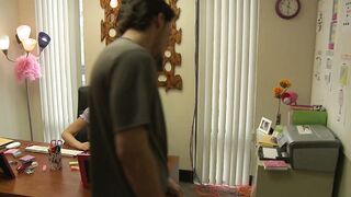 chinese hot with tiny breasts got her vagina bounced on the desk