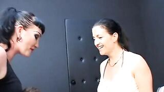 2 agressive german mistresses face slap sub spit on him