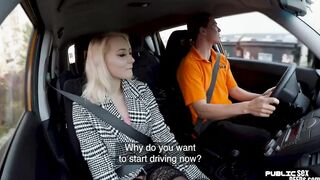 Schoolgirl driver publicly ride her professor during lesson