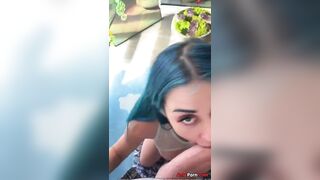 Blue Haired Teenagers Struggling With A Long Dick