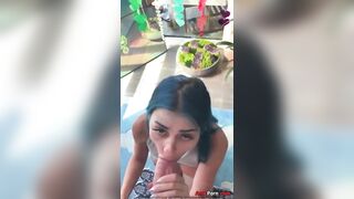 Blue Haired Teenagers Struggling With A Long Dick
