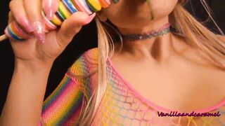 Long Titted Blonde Blows And Fucks Herself With A Lollipop
