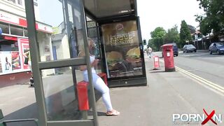 Huge jugged blonde minx Lexi Ryder pee outdoor