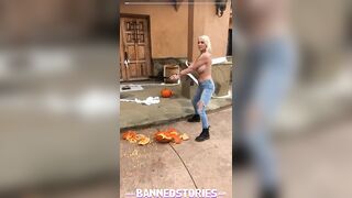 Pumpkin Smashing with Blonde Huge Titted KENZIE TAYLOR for Halloween Trick or