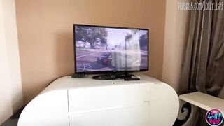 Women wear vr glasses and got boned