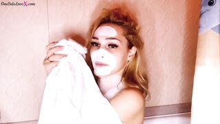 Goddess cunt with mouth Washes Bushy Snatch and Sexual Masturbate
