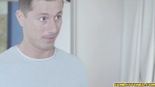 Stepbrother sneaks behind and tastes his stepsisters sweet muffs