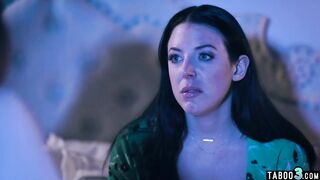 Erotic dyke 19 yo Abigail Mac consoling her chubby cougar neighbors