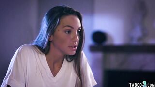 Erotic dyke 19 yo Abigail Mac consoling her chubby cougar neighbors
