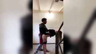 Ebony BF creampies white mistress, then pulls up underwear