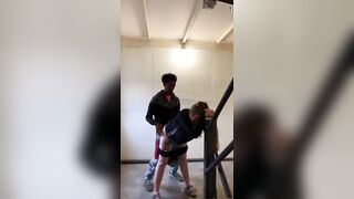Ebony BF creampies white mistress, then pulls up underwear