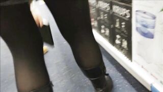 Adorable Beauty into african tights, mini skirt and boots