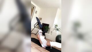 cunt with mouth inside white catsuit high heels boots Cutie