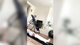 cunt with mouth inside white catsuit high heels boots Cutie