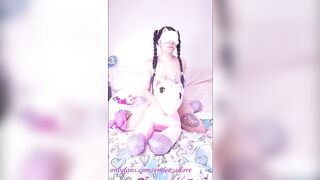 Lonely mistress pleasures herself with vibrator unicorn