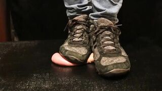 Ball Smash under my hard sole kinky trainers