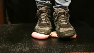 Ball Smash under my hard sole kinky trainers