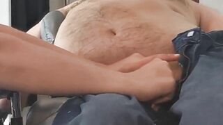 Big Titted blonde takes big load of cripple and slides it