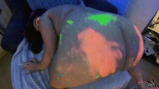 Long ass babe banged! rough into neon lights