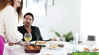 Stepdad takes step daughter into the bedroom and fucks her silly