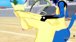 Pokemon Anime Furry Yiff 3D - Lucario x Pikachu rough