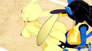 Pokemon Anime Furry Yiff 3D - Lucario x Pikachu rough