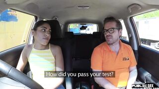 College Girl driver publicly blows instructor before pussyfucking