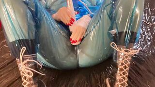 Blue Transparent RUBBER Plastic Masturbation