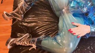 Blue Transparent RUBBER Plastic Masturbation
