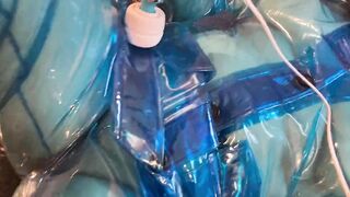 Blue Transparent RUBBER Plastic Masturbation
