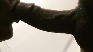 I piss my beloved whore inside the mouth close-up.