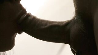I piss my beloved whore inside the mouth close-up.