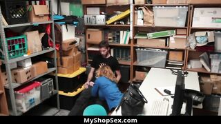 Milf Officer Blackmails Young Shoplifting Dude For His Cock