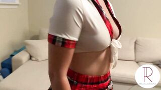 French Gf into Mini Skirt & Pantyhose gets Boned &